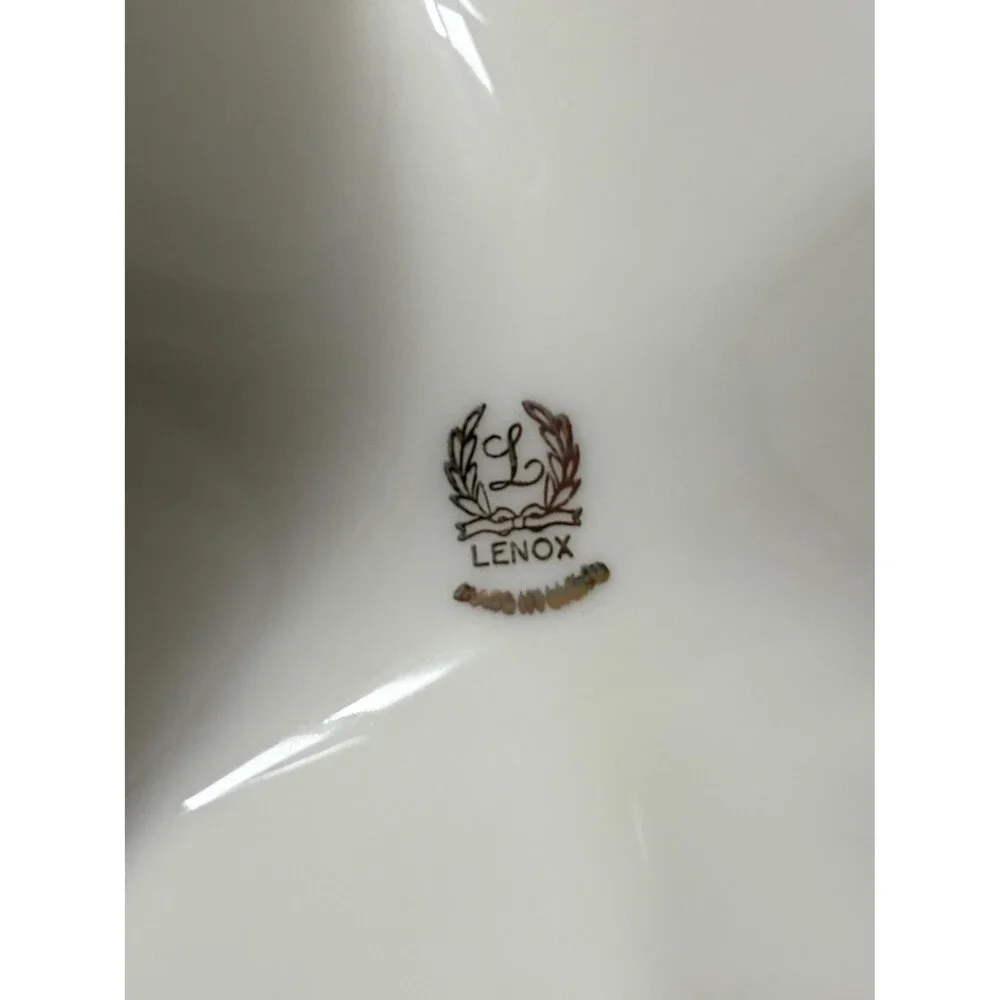 Vintage Lenox Triple Leaf Shell Dish Candy Nuts Gold Trim